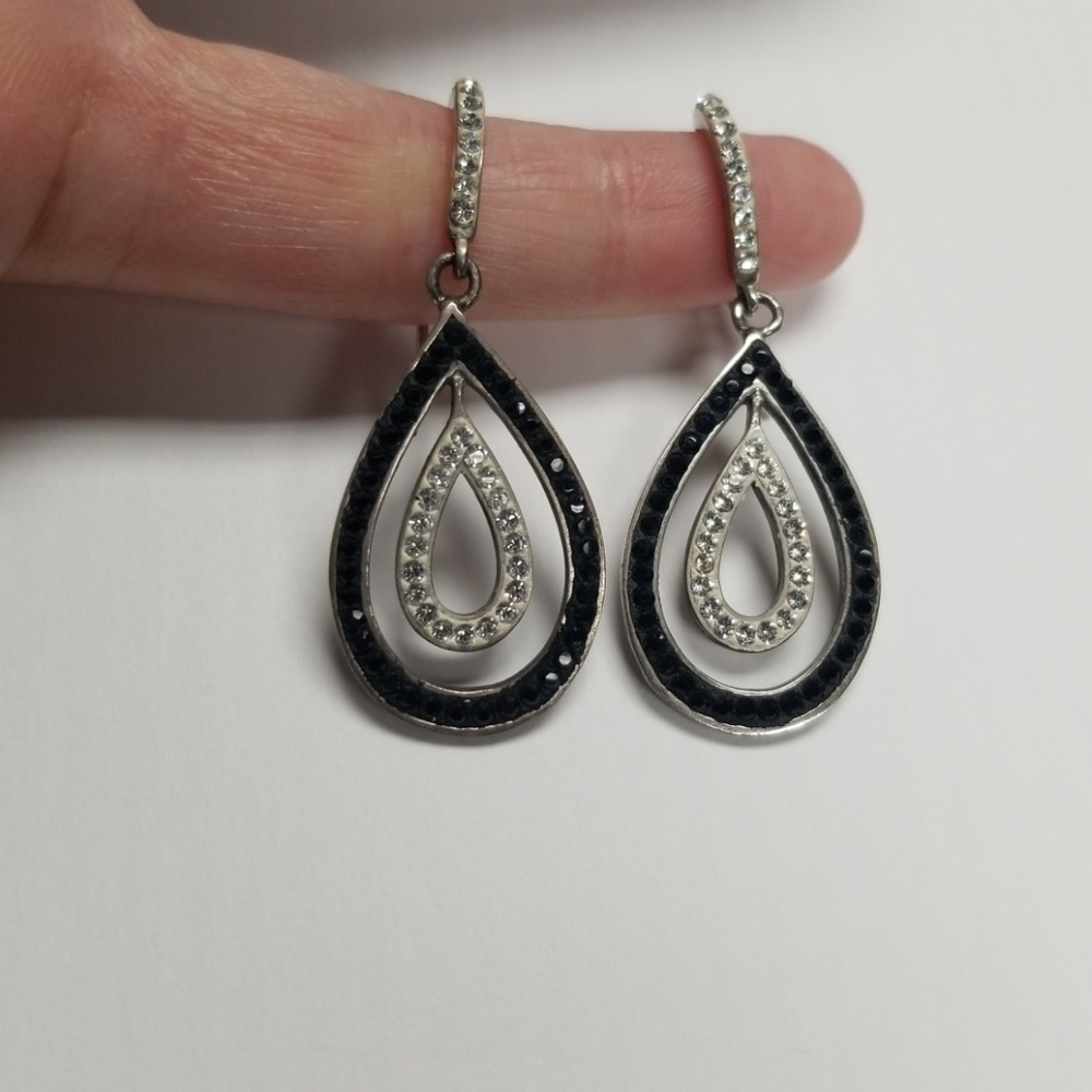 Black and white diamond earrings